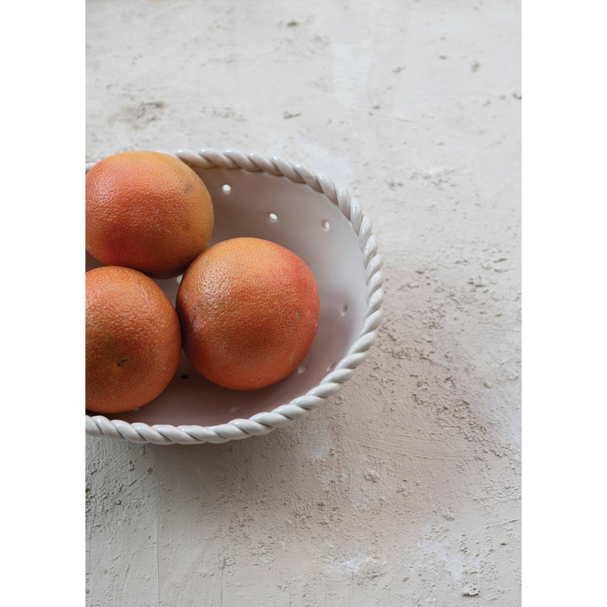 Hello Honey® 10.5" White Stoneware Colander with Twisted Edge, 4ct.